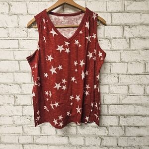 Maurice's Red With White Stars Tank Top Size XL V-Neck Patriotic